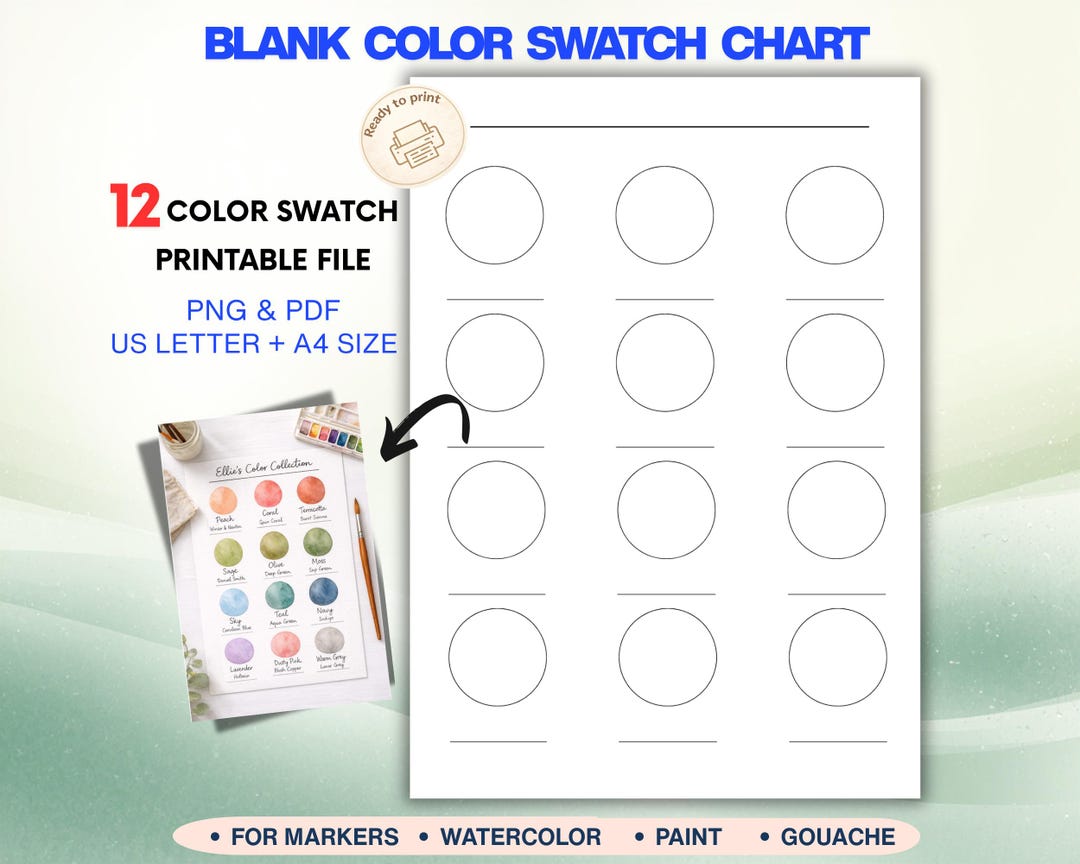 Color Swatch Chart Printable | 12 Blank Color Swatches Sheets ...
