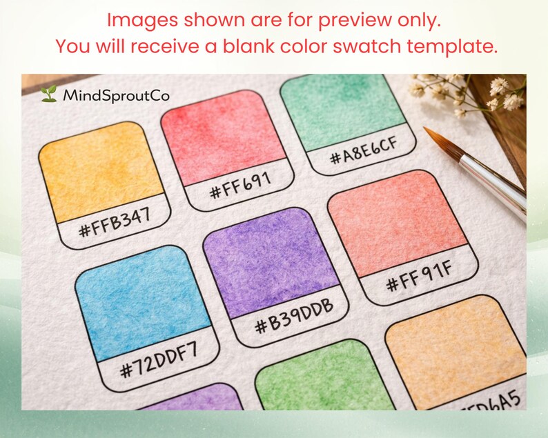 Color Swatch Chart Printable | X10 Marker, Watercolor, Paint Test Page ...