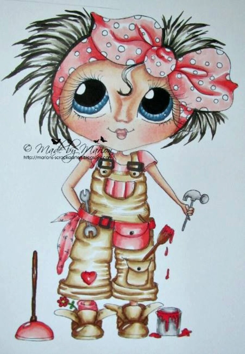 INSTANT DOWMLOAD Digital Digi Stamps Big Eye Big Head Dolls Digi Handy Girl Bestie By Sherri Baldy image 3