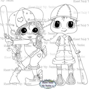 SOFORTIGER DOWNLOAD Digitale Digi Stamps Big Eye Big Head Dolls Base Ball Knospen Bestie Boys By Sherri Baldy