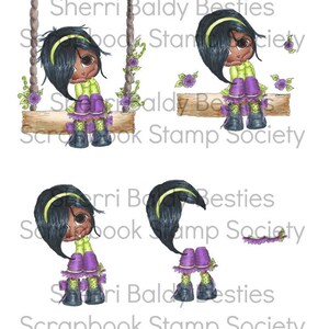 Descarga instantánea Blakely Ann Swing Bestie Kit de decoupage 3D Besties Big Head Dolls Digi por Sherri Baldy