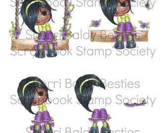 Instant Download Blakely Ann Swing  Bestie 3D Decoupage kit Besties Big Head Dolls Digi By Sherri Baldy