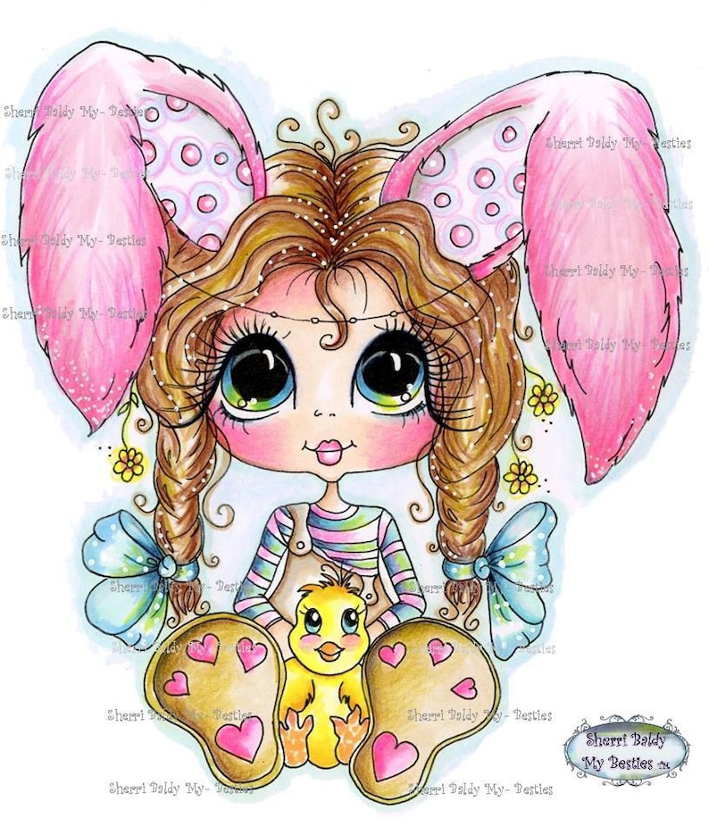 INSTANT DOWNLOAD Digital Digi Stamps Big Eye Big Head Dolls Messy Bessy IMG296 My Besties By Sherri Baldy image 1