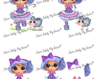 Instant Download 3D deco Marys Little Lamb Big Head Dolls Digi By Sherri Baldy