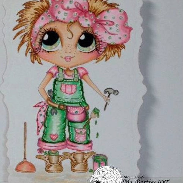 INSTANT DOWMLOAD Digital Digi Stamps Big Eye Big Head Dolls Digi Handy Girl Bestie By Sherri Baldy