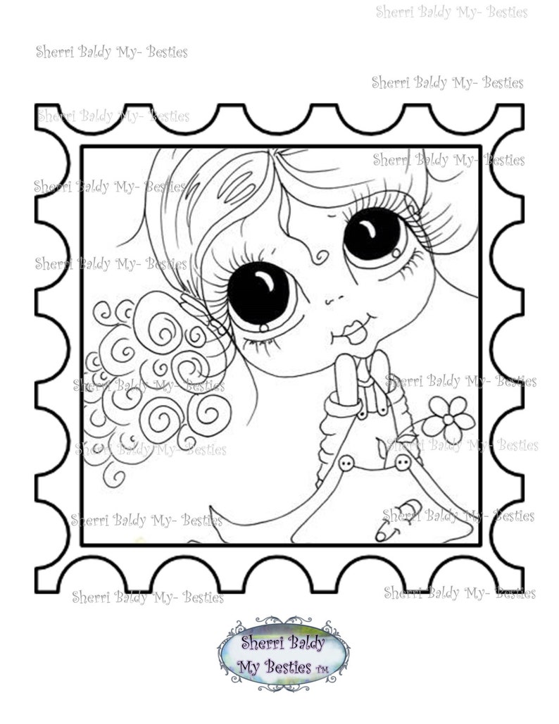 INSTANT DOWNLOAD Digi Stamps Big Eye Big Head Dolls Digi Bestie Stamp 1 By Sherri Baldy image 1