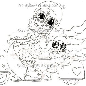 INSTANT DOWNLOAD Digital Digi Stamps Big Eye Hailey and Harley Big Head Dolls Digi By Sherri Baldy image 1