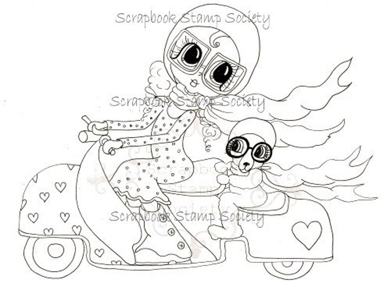 INSTANT DOWNLOAD Digital Digi Stamps Big Eye Hailey and Harley Big Head Dolls Digi By Sherri Baldy image 1