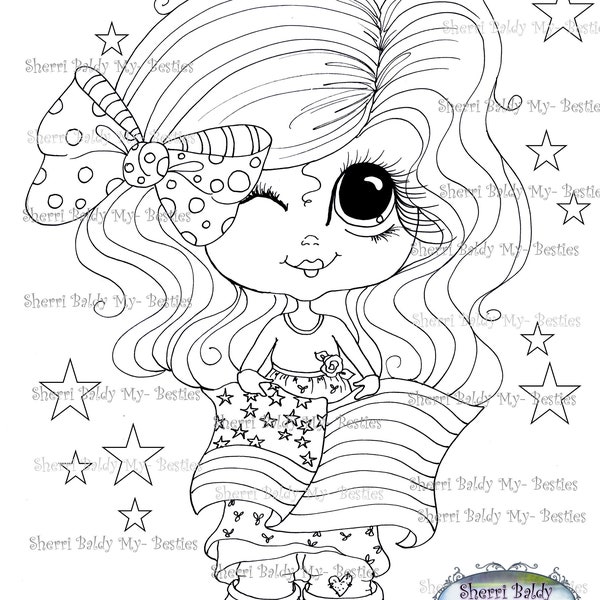 INSTANT DOWNLOAD Digital Digi Stamps Big Eye Big Head Dolls Digi My Besties IMG093 You get 2 Stamps in this order By Sherri Baldy