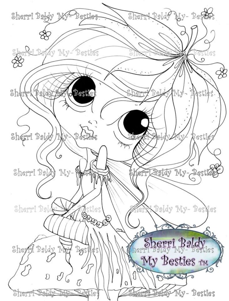 INSTANT DOWNLOAD Digital Digi Stamps Big Eye Big Head Dolls NEW My Besties img790 Fairy Bestie By Sherri Baldy image 4