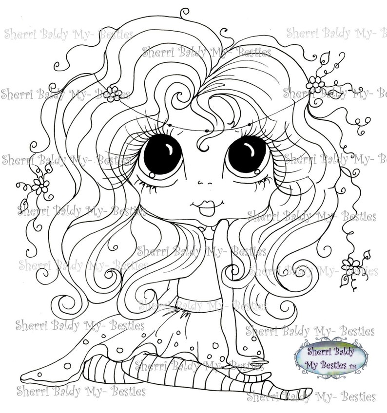 INSTANT DOWNLOAD Digital Digi Stamps Big Eye Big Head Dolls Digi My Besties IMG295 By Sherri Baldy image 1