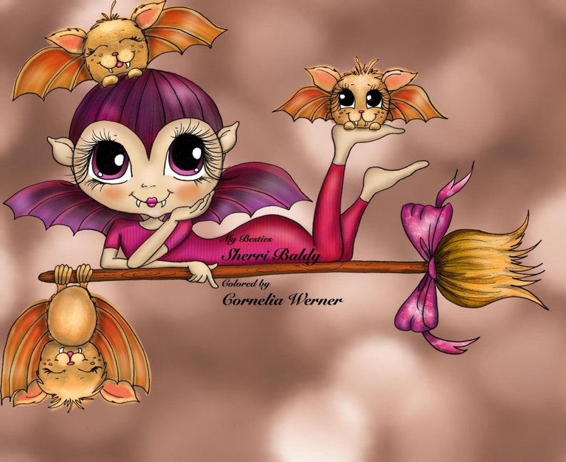 INSTANT DOWNLOAD Digital Digi Stamps Big Eye Big Head Dolls Bestie New Bestie You Drive Me Batty My Besties Img015 By Sherri Baldy image 1