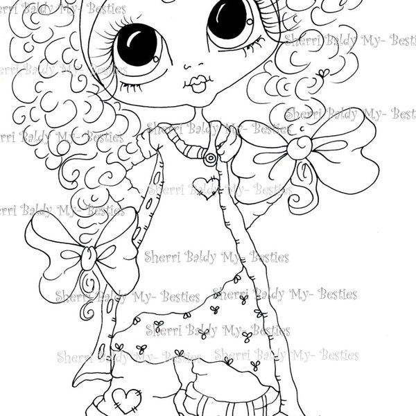 INSTANT DOWNLOAD Digi Stamps Big Eye Big Head Dolls Digi Bestie IMG181 By Sherri Baldy