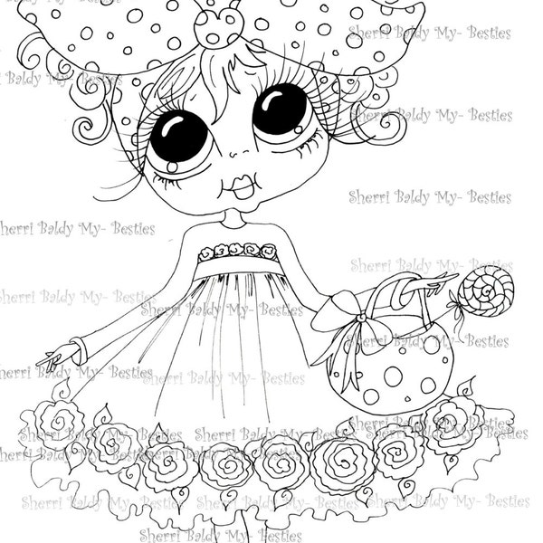 INSTANT DOWNLOAD Digital Digi Stamps Big Eye Big Head Dolls My Besties LolliePop Bestie By Sherri Baldy