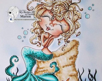 INSTANT DOWNLOAD Digital Digi Stamps Big Eye Big Head Dolls NEW Bestie Miss Mermaid  Besties By Sherri Baldy