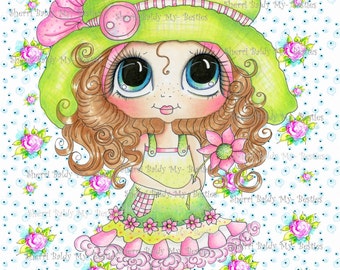INSTANT DOWNLOAD Digital Digi Card Toppers Pink Flowers Besties Big Head Dolls Digi By Sherri Baldy