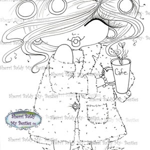 INSTANT DOWMLOAD Digital Digi Stamps Big Eye Big Head Dolls Digi Img030  New Fluffy Besties Tm  By Sherri Baldy