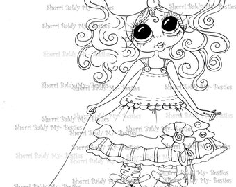 INSTANT DOWMLOAD Digital Digi Stamps Big Eye Big Head Dolls Digi  My Besties Ellanor and Humphrey IMG052 By Sherri Baldy