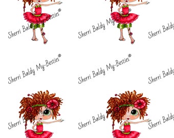 Instant Download Curley Haired Dancer 1 color printable Card Toppers  kit Besties Big Head Dolls Digi By Sherri Baldy