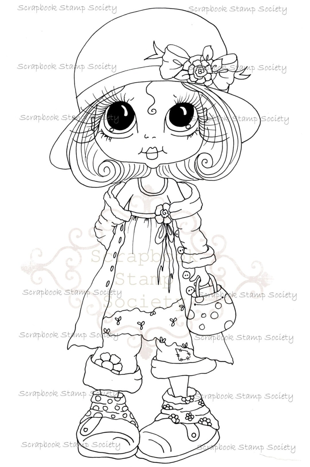INSTANT DOWNLOAD Digi Stamps Big Eye Big Head Dolls Digi IMG765 by