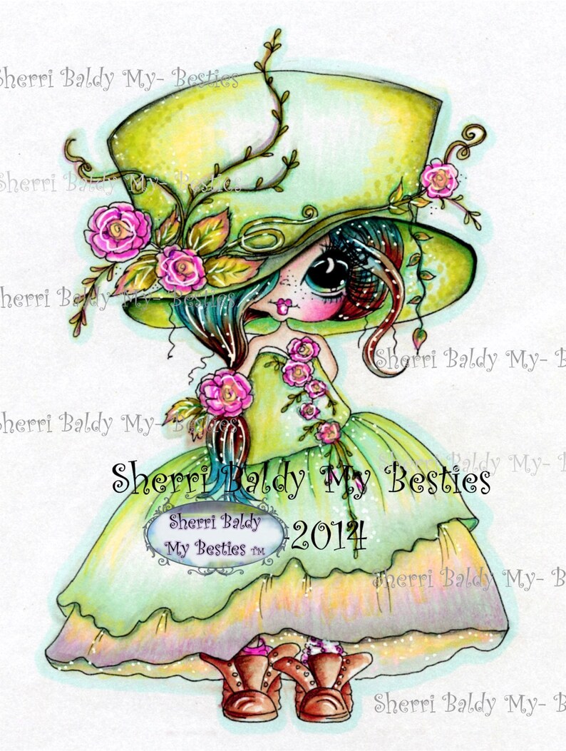 INSTANT DOWNLOAD Digital Digi Stamps Big Eye Big Head Dolls Digi Josephina By Sherri Baldy image 1