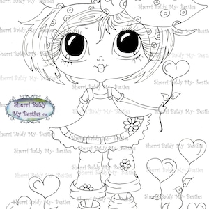 INSTANT DOWNLOAD Digital Digi Stamps Big Eye Big Head Dolls Bestie img505 Garden Of Love My Besties By Sherri Baldy image 2