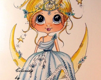 INSTANT DOWNLOAD Digital Digi Stamps Big Eye Big Head Dolls Bestie New Bestie Scann008 Moon Fairy Princess My Besties By Sherri Baldy