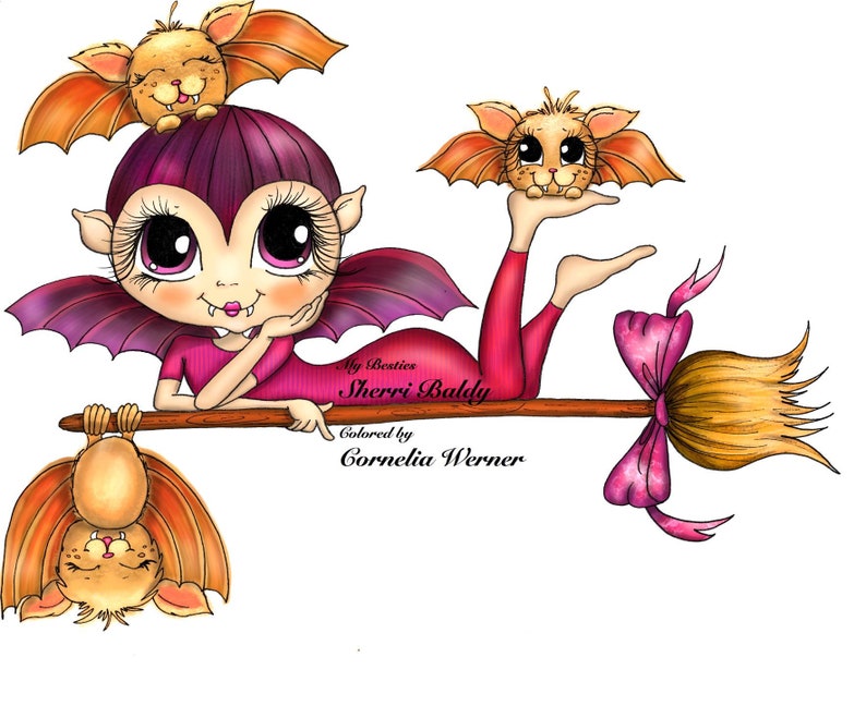 INSTANT DOWNLOAD Digital Digi Stamps Big Eye Big Head Dolls Bestie New Bestie You Drive Me Batty My Besties Img015 By Sherri Baldy image 2