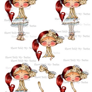 Descarga instantánea de adornos y papeles para tarjetas decorativas 3D Bestie Mandy Big Head Dolls Hoja 3D Fancy Pants one de Sherri Baldy