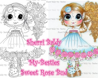 INSTANT DOWNLOAD Digital Digi Stamps Big Eye Big Head Dolls Messy Bessy Sweet Rose Bud IMG977 My Besties By Sherri Baldy