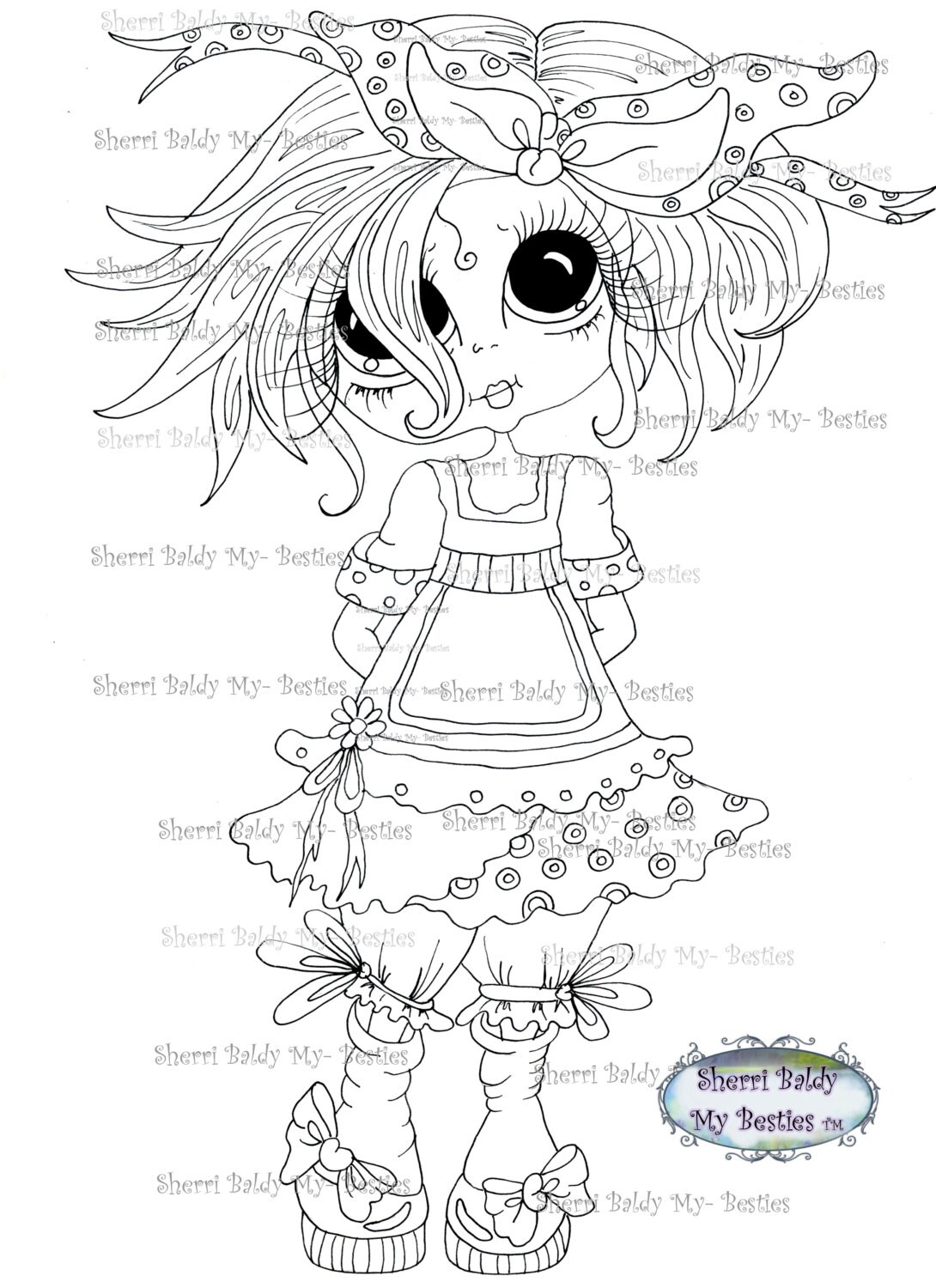INSTANT DOWNLOAD Digital Digi Stamps Big Eye Big Head Dolls Digi  My - Besties img906 Bestie By Sherri Baldy