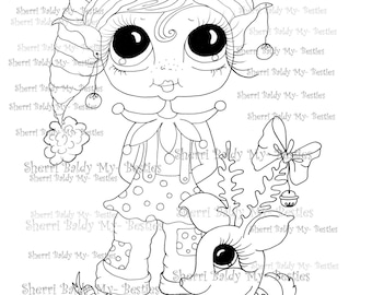 INSTANT DOWNLOAD Digital Digi Stamps Big Eye Big Head Dolls Digi  My - Besties  Winter Wonderland Reindeer Ride ImgA5 By Sherri Baldy