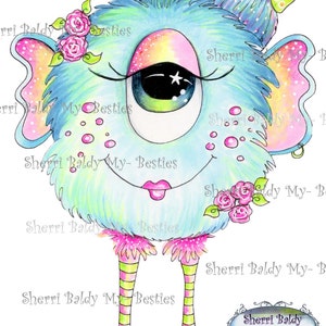 INSTANT DOWNLOAD Digital Digi Stamps Big Eye Big Head Dolls Bestie Scan 0019 My Besties Monsters Ever Mini Monster TM By Sherri Baldy image 1