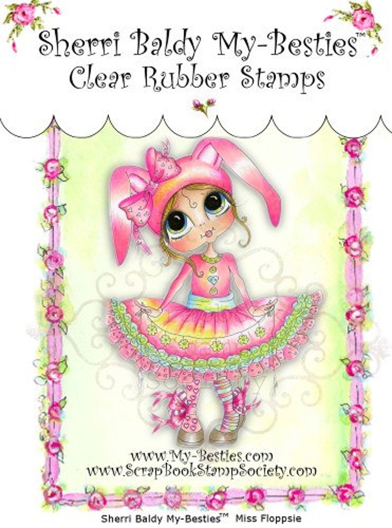 My-Besties Clear Rubber Stamp Big Eye Besties Big Head Dolls Miss Floppsie MYB-0016 By Sherri Baldy