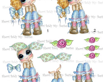 Instant Download Pondering Patunia 3D Decoupage kit Besties Big Head Dolls Digi By Sherri Baldy