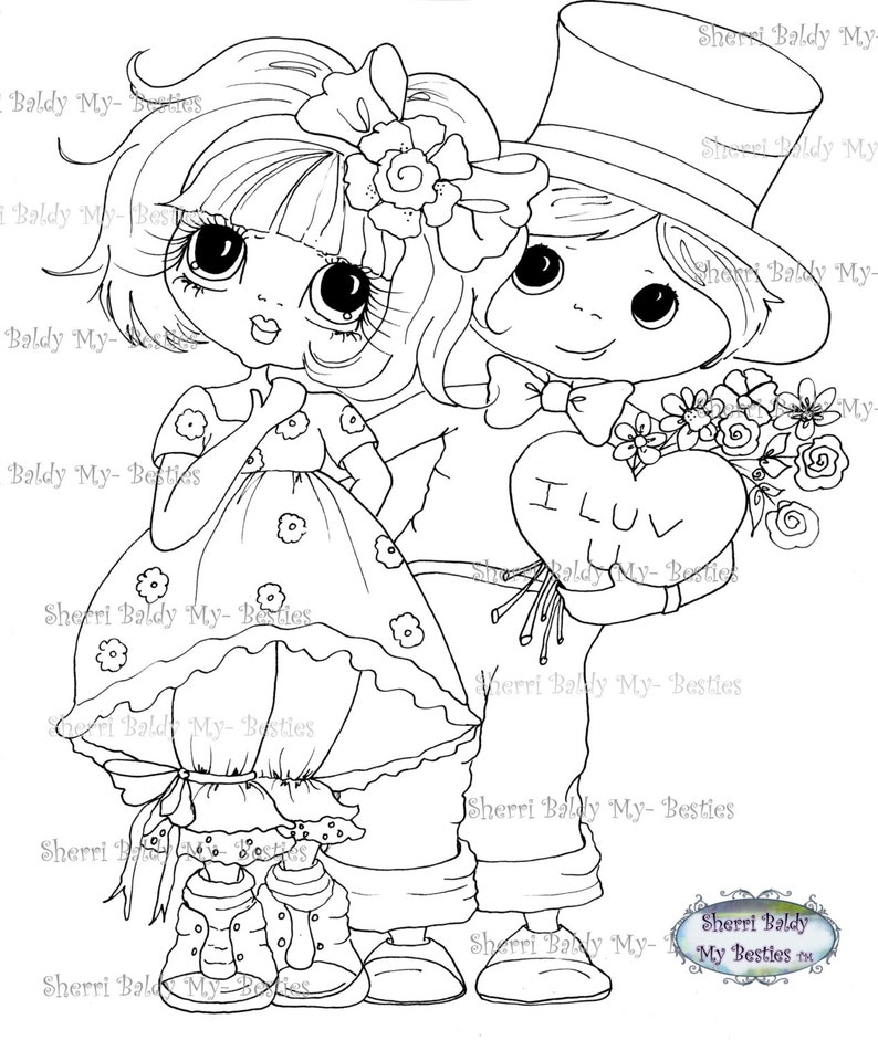 INSTANT DOWNLOAD Digital Digi Stamps Big Eye Big Head Dolls img238 My Besties By Sherri Baldy image 1