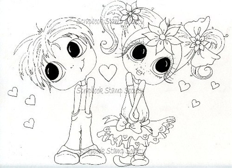 INSTANT DOWNLOAD Digital Digi Stamps Big Eye Big Head Dolls Digi IMG557 By Sherri Baldy image 1