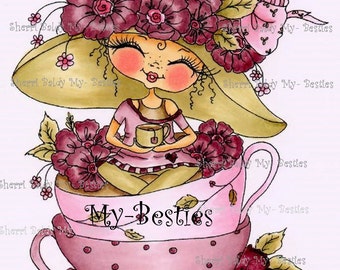 INSTANT DOWNLOAD Digital Digi Stamps Big Eye Big Head Dolls Digi   Besties Fancy Pants Tea Time Besties IMG378 By Sherri Baldy