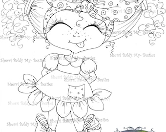 INSTANT DOWMLOAD Digital Digi Stamps Big Eye Big Head Dolls Digi img523  By Sherri Baldy