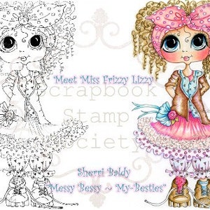 INSTANT DOWNLOAD Digital Digi Stamps Big Eye Big Head Dolls Messy Bessy My Besties Digi Miss Frizz Iizzy By Sherri Baldy image 1