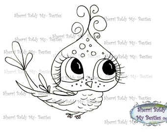 INSTANT DOWNLOAD Digital Digi Stamps Big Eyed Squeek  Besties Big Head Dolls Digi By Sherri Baldy