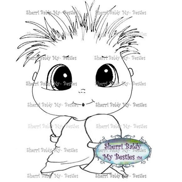 INSTANT DOWMLOAD Digital Digi Stamps Big Eye Big Head Dolls Digi New Fluffy Boy Besties Tm  By Sherri Baldy