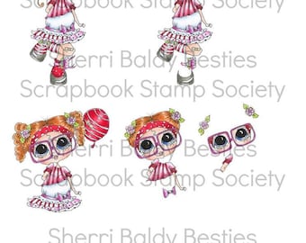 Instant Download Party Time Bestie 3D Decoupage kit Besties Big Head Dolls Digi By Sherri Baldy