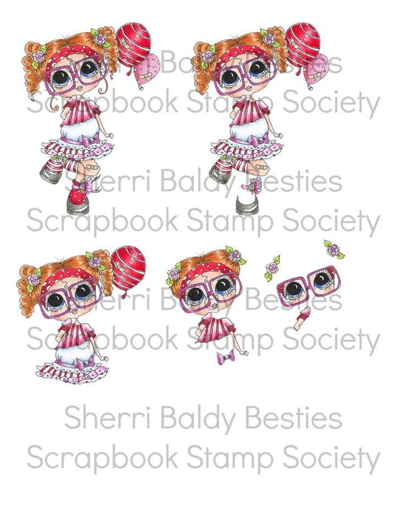 Instant Download Party Time Bestie 3D Decoupage kit Besties Big Head Dolls Digi By Sherri Baldy image 1