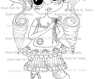 INSTANT DOWNLOAD Digital Digi Stamps Big Eye Big Head Dolls Digi  My Besties Remember To Always Be Kind  By Sherri Baldy