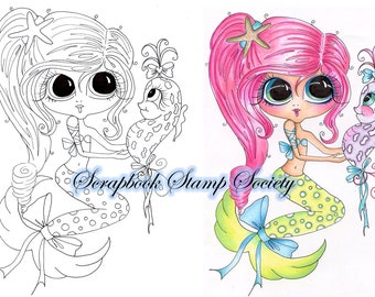 INSTANT DOWNLOAD Digital Digi Stamps Big Eyed  Sparkles n Glitter  Besties Big Head Dolls Digi By Sherri Baldy