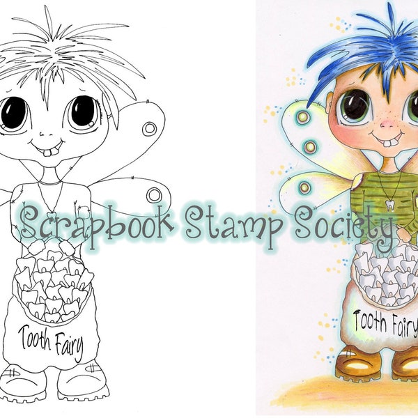 INSTANT DOWNLOAD Digital Digi Stamps Lil Tooth Fairy BOY Besties Big Head Dolls Digi By Sherri Baldy