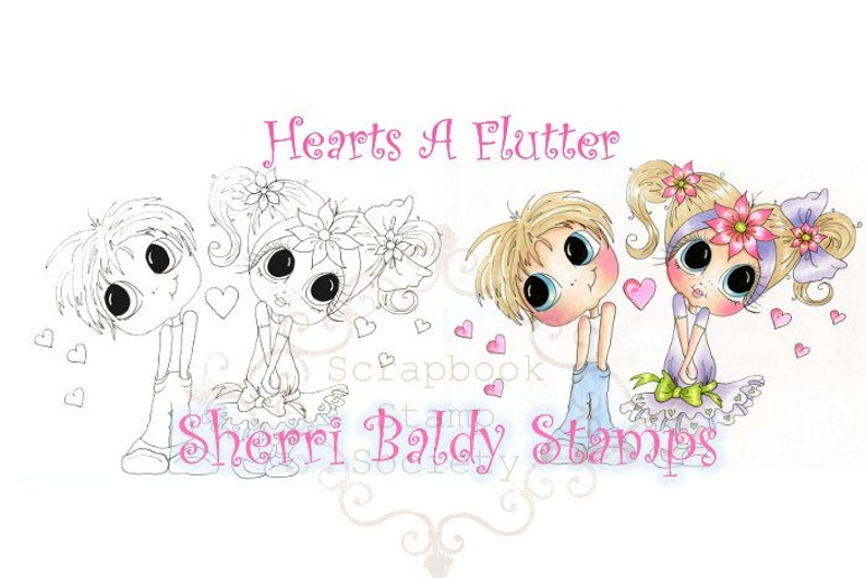 INSTANT DOWNLOAD Digital Digi Stamps Big Eye Big Head Dolls Digi IMG557 By Sherri Baldy image 2