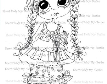 INSTANT DOWNLOAD Digital Digi Stamps Big Eye Big Head Dolls Digi  My Besties IMG019 By Sherri Baldy