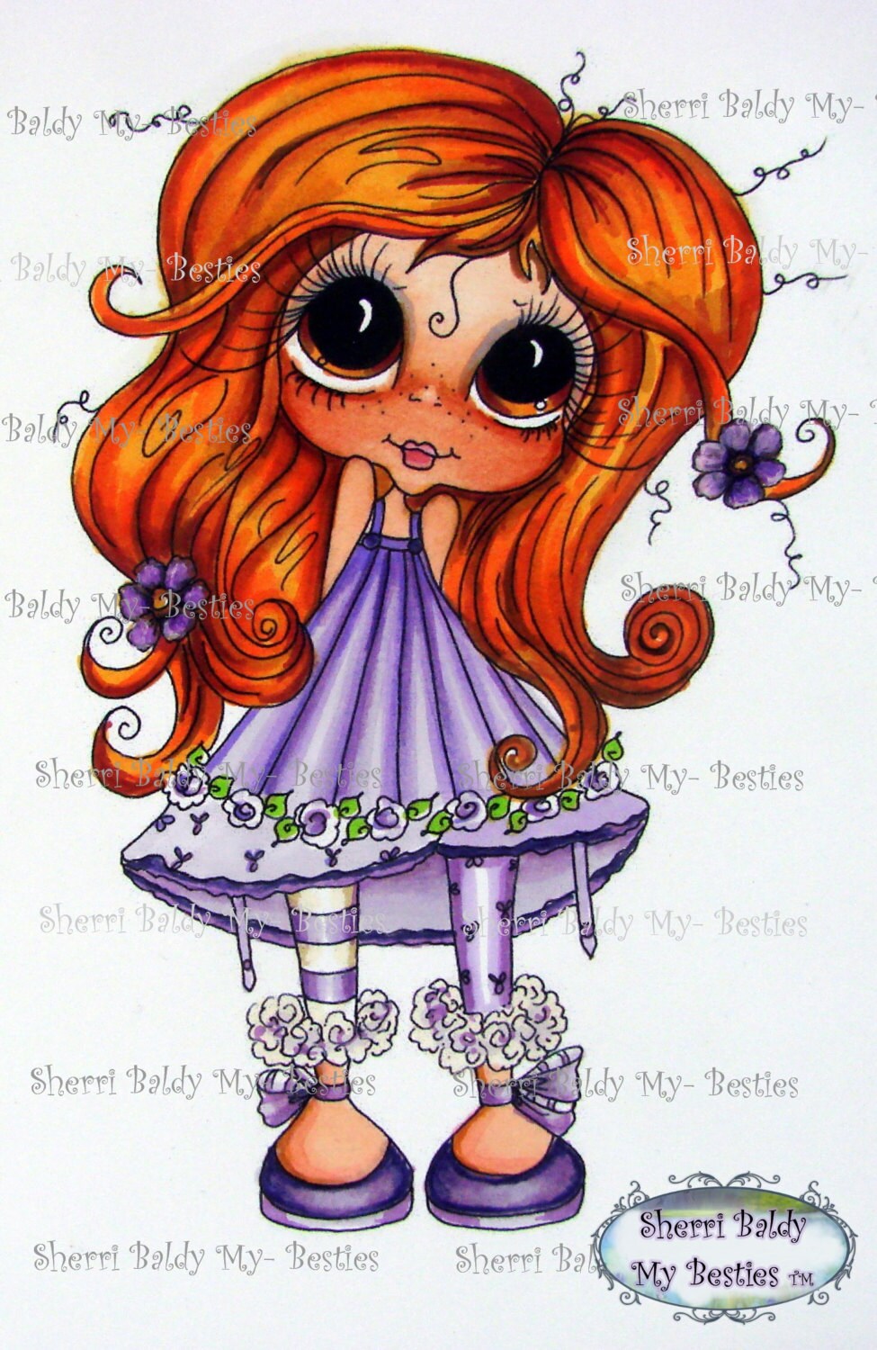 INSTANT DOWNLOAD Digital Digi Stamps Big Eye Big Head Dolls Digi My Besties remiximg 941 Dee Dee Dimples By Sherri Baldy